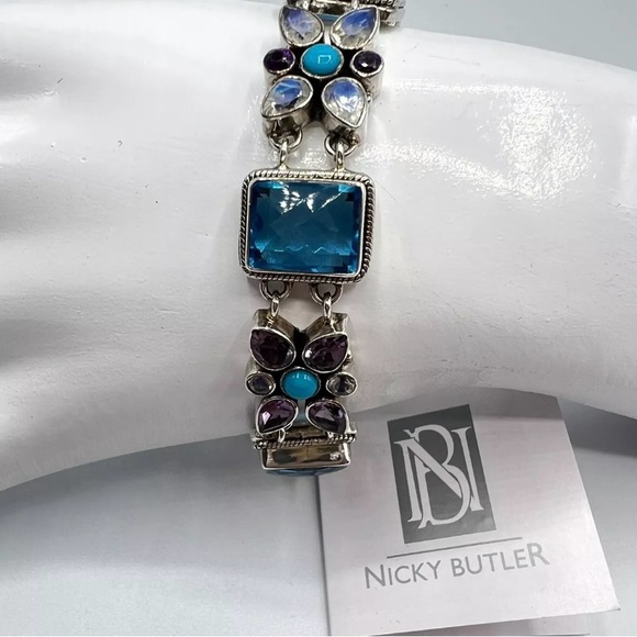 🌟Nicky Butler 925 Sterling Silver Blue Quartz Moonstone Turquoise Toggle… - Picture 4 of 16